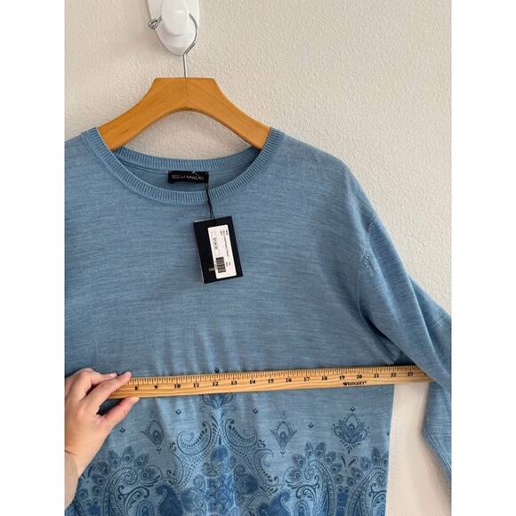 Gem Malki Men’s Paisley 100% Wool Lightweight Preppy Sweater NWT Sz XXL - Picture 5 of 6